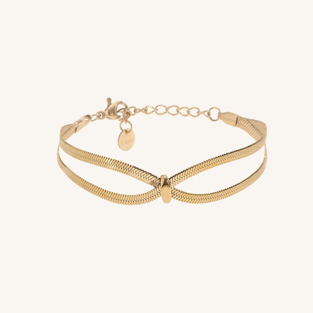 Goldfarbenes Edelstahlarmband mit doppellagiger Snake Chain von Juwejé