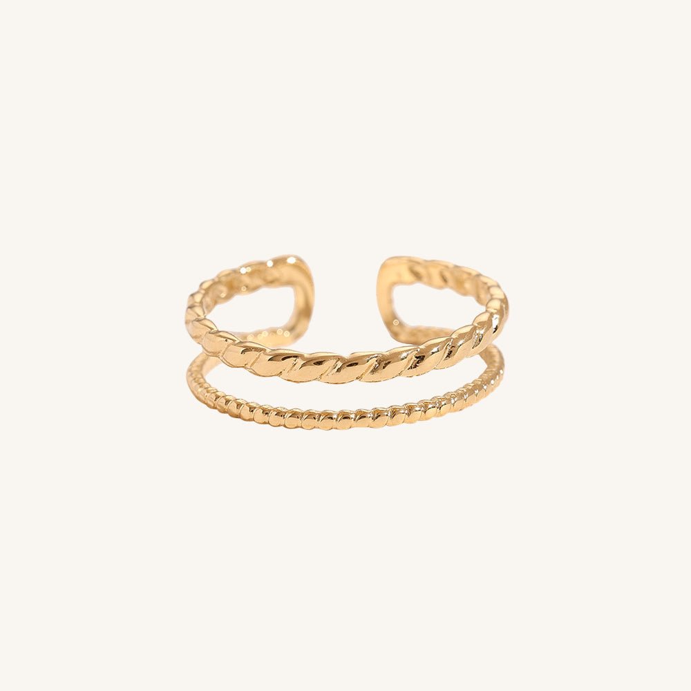 Verflochtener Edelstahlring in Gold oder Silber mit feinem Twist-Design von Juwejé